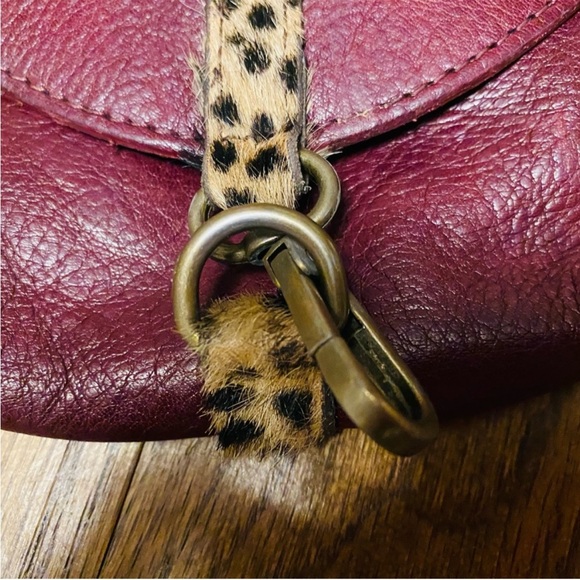 Italian Sundance Burgundy Crossbody Bag or belt bag with Animal Print Accent. - Picture 7 of 10